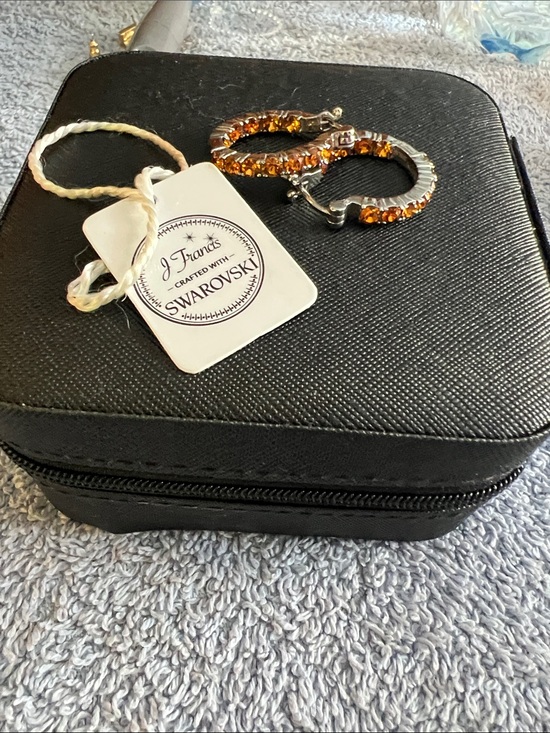 Jewelry - J Francis Crafted with Swarovski Amber Crystal Hoop Earrings